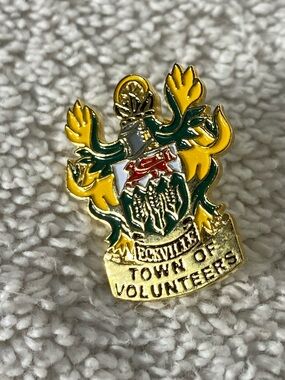 5/$35 Vintage Eckville Alberta Town of Volunteers Crest Souvenir Lapel Pin